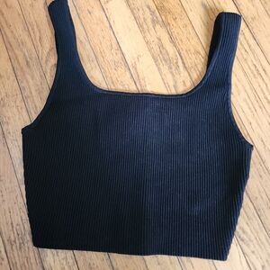 Babaton Black Ribbed Crop Top